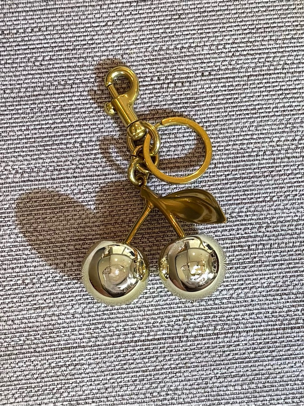 Metallic Gold Cherry Bag Charm Keychain